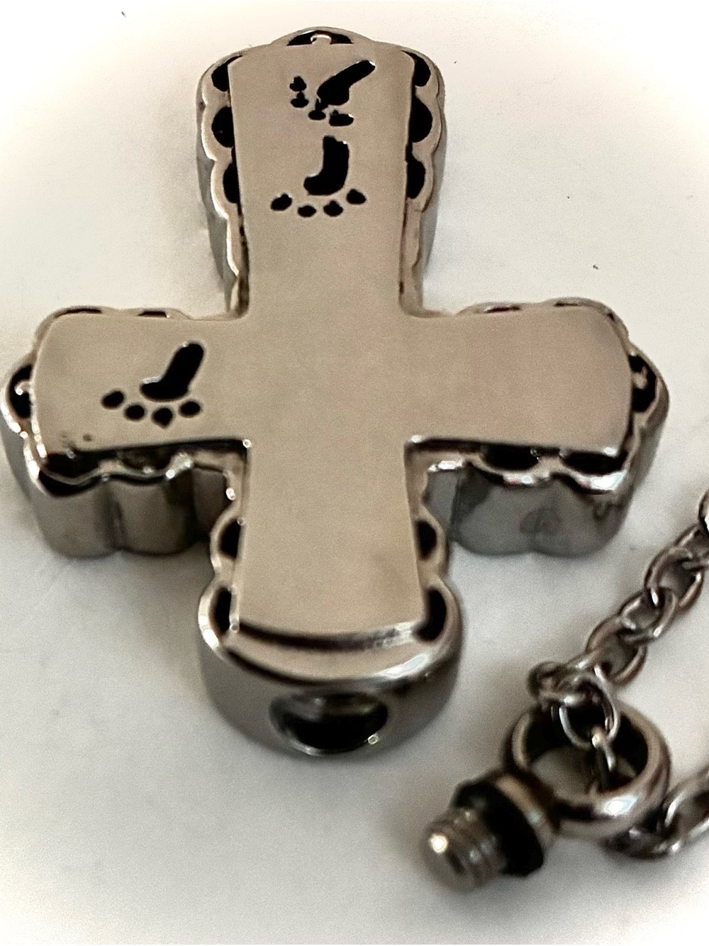CROSS URN NECKLACE > FOOTPRINTS> cremation urn